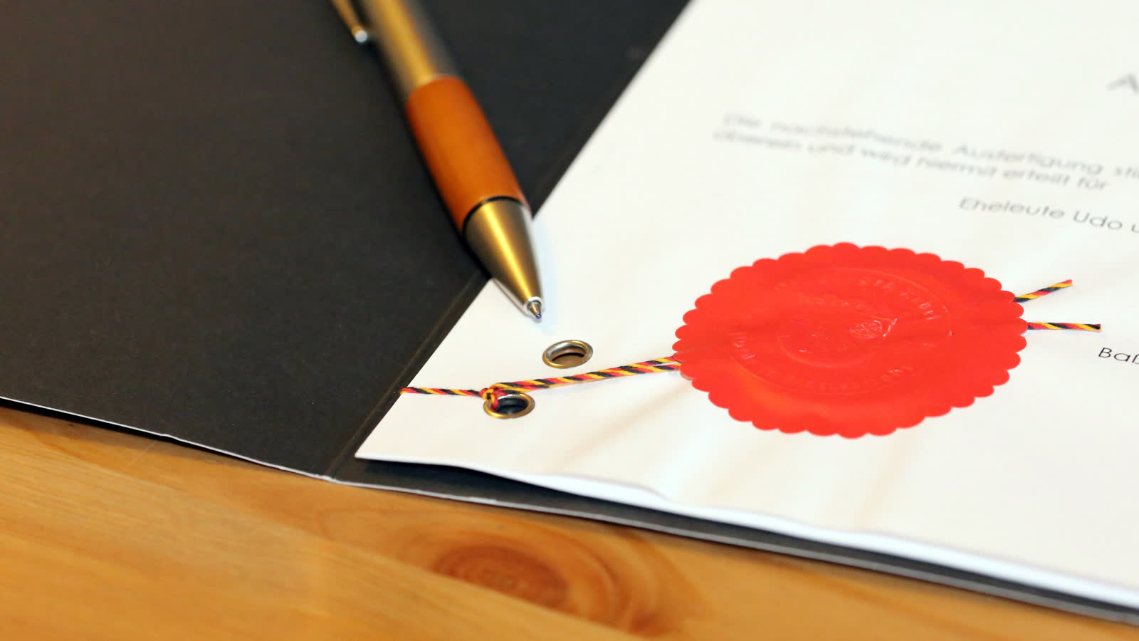 A notarised contract with a red seal